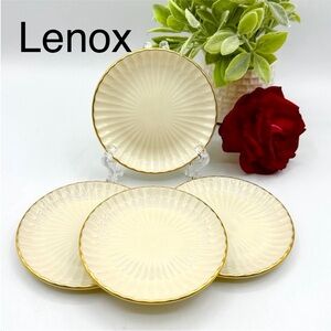 4 Lenox Appetizer Plates Scalloped with Gold Trim